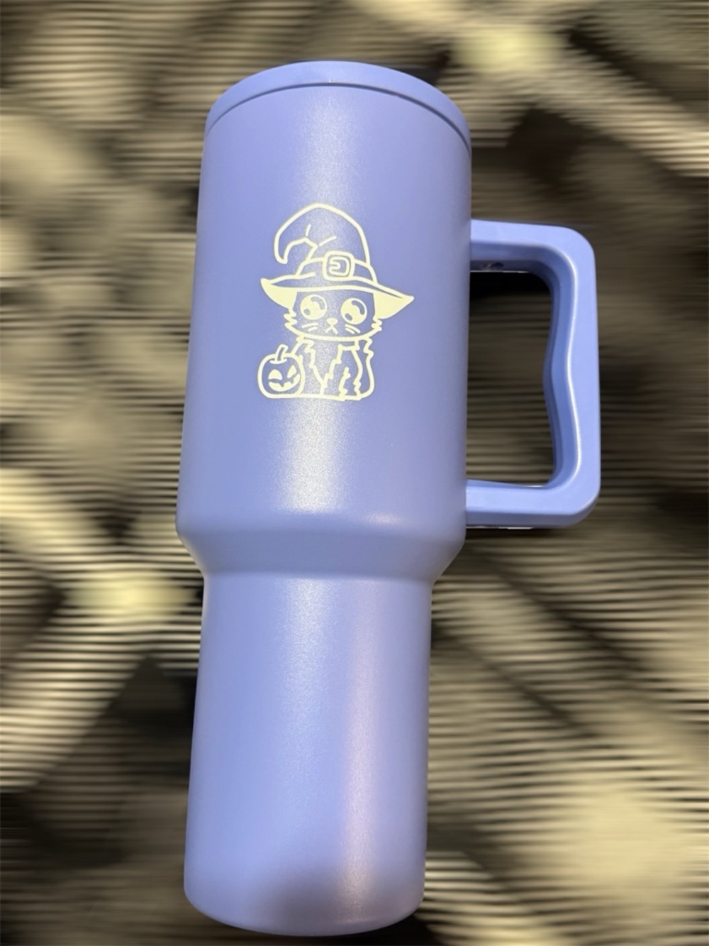 Lavender Cat Witch Travel Mug with Handle